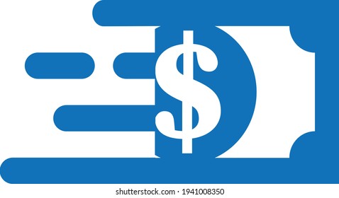 Fast money transfer icon, sent money icon, money transfer icon with dollar sign, quick money transfer icon