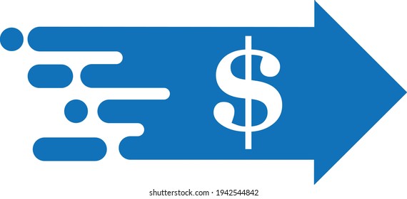 Fast Money Transfer Icon, Sent Money Icon, Money Transfer Icon With Dollar Sign, Quick Money Transfer Icon