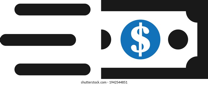 Fast Money Transfer Icon, Sent Money Icon, Money Transfer Icon With Dollar Sign, Quick Money Transfer Icon