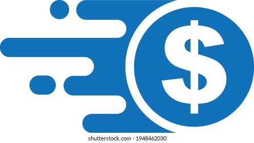 Fast Money Transfer Icon, Sent Money Icon, Money Transfer Icon With Dollar Sign, Quick Money Transfer Icon