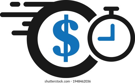 Fast Money Transfer Icon, Sent Money Icon, Money Transfer Icon With Dollar Sign, Quick Money Transfer Icon