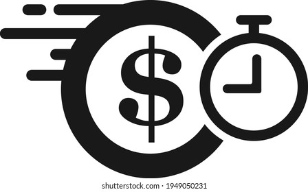 Fast Money Transfer Icon, Sent Money Icon, Money Transfer Icon With Dollar Sign, Quick Money Transfer Icon