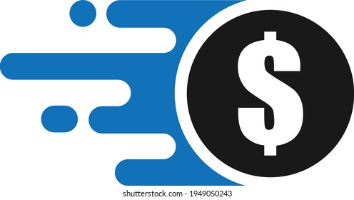 Fast money transfer icon, sent money icon, money transfer icon with dollar sign, quick money transfer icon
