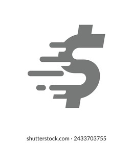 Icono de vector de transferencia de dinero rápido. Transacción bancaria con signo de dólar.