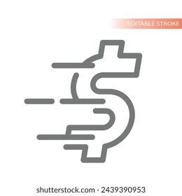 Icono de vector de transferencia de dinero rápido. Esquema de transacción bancaria instantánea.