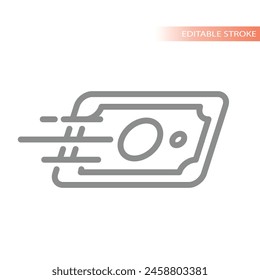 Fast money transfer vector icon. Bank transaction outline symbol.