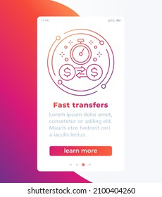 fast money transfers banner with line icon