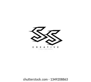 Fast monogram linear letter SS logo icon design template