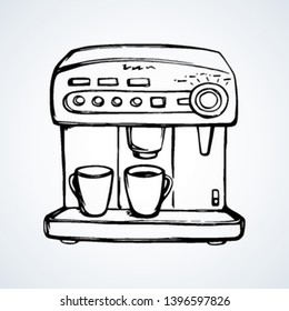 Fast morning hot drop stand on white backdrop. Freehand outline black ink hand drawn tasty flavor whip fresh meal logo pictogram sketchy in art modern doodle cartoon style pen on paper space for text