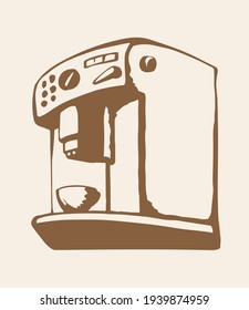 Fast morning hot drop stand on white backdrop. Freehand outline black ink hand drawn tasty flavor whip fresh meal logo pictogram sketchy in art modern doodle cartoon style pen on paper space for text