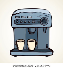 Fast morning hot drop stand on white backdrop. Freehand outline black ink hand drawn tasty flavor whip fresh meal logo pictogram sketchy in art modern doodle cartoon style pen on paper space for text