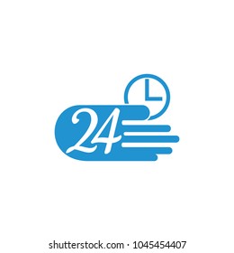 fast motion 24 hours symbol logo vector
