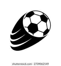 Fast Motion Soccer Ball with Dynamic Speed Lines, Black and White Football Logo Vector for Sports Team and Club Branding
