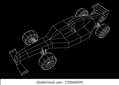 Fast motor sport racing car speed concept. Wireframe low poly mesh vector illustration.