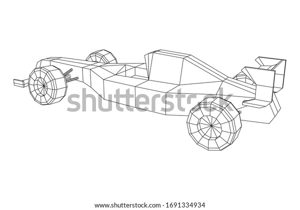 Fast motor sport racing car speed\
concept. Wireframe low poly mesh vector\
illustration.