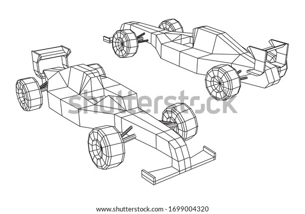 Fast motor sport racing car speed
concept. Wireframe low poly mesh vector
illustration.