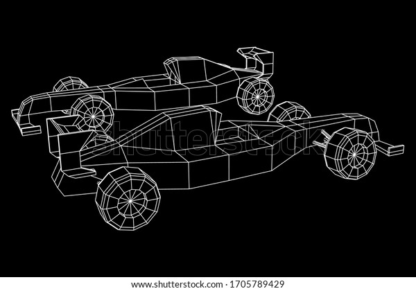 Fast motor sport racing car speed\
concept. Wireframe low poly mesh vector\
illustration.
