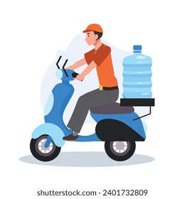 Fast Motorcycle Courier for Water Delivery. Water Delivery by Motorcycle. Urban Logistics Services