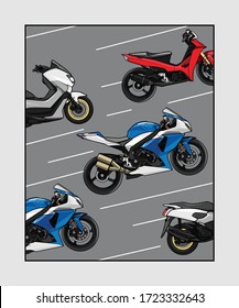 Fast motorcycles traffic cartoon vector illustration