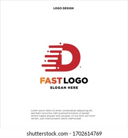 fast move abstract D initial tech logo vector template