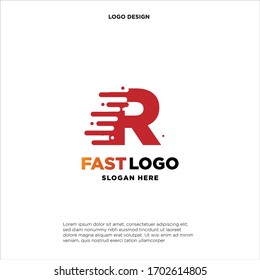 fast move abstract R initial tech logo vector template