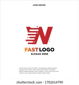 fast move abstract W initial tech logo vector template