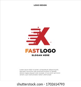 plantilla vectorial del logotipo técnico inicial de movimiento rápido abstracto X