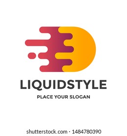 Fast or move letter D vector logo template with modern liquid style.
