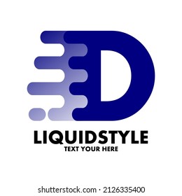 Fast or move letter D vector logo template with modern liquid style