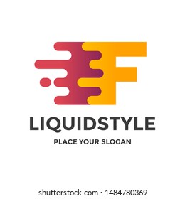 Fast or move letter F vector logo template with modern liquid style.
