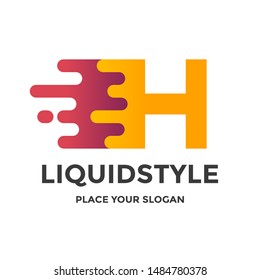 Fast or move letter H vector logo template with modern liquid style.