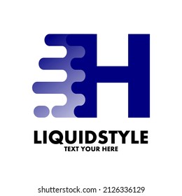Fast or move letter H vector logo template with modern liquid style.