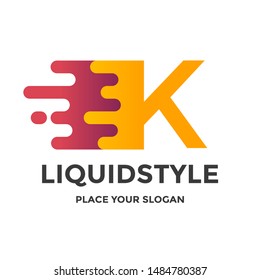 Fast or move letter K vector logo template with modern liquid style.
