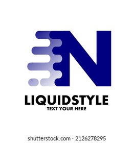 Fast or move letter N vector logo template with modern liquid style.