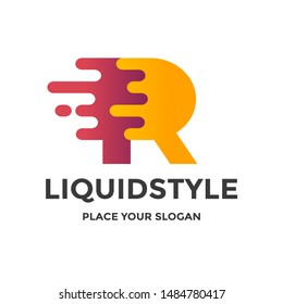 Fast or move letter R vector logo template with modern liquid style.