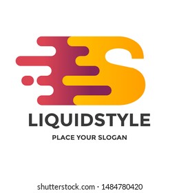 Fast or move letter S vector logo template with modern liquid style.