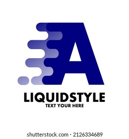 Fast or move letter A vector logo template with modern liquid style.