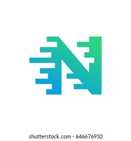 fast move N initial tech logo vector template