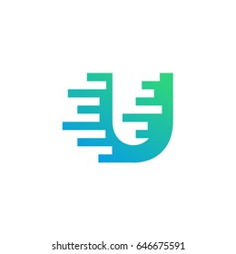 fast move U initial tech logo vector template