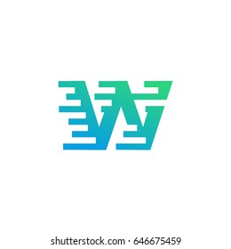 fast move W initial tech logo vector template