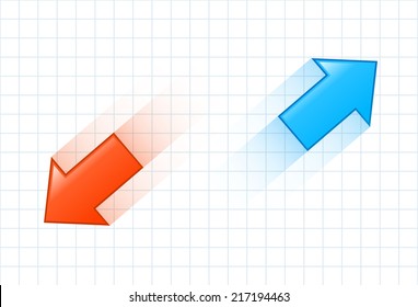 Fast moving arrows - red and blue