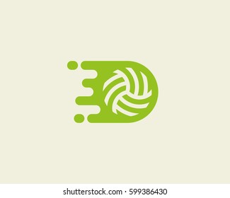 Fast moving ball logotype. Sport vector logo design. 