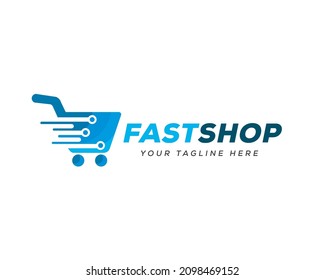 fast moving delivery digital shop logo template illustration