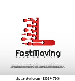 Fast Moving logo with initial L letter concept. Movement sign. Technology business and digital icon -vector