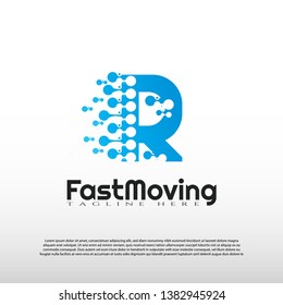 Fast Moving logo with initial R letter concept. Movement sign. Technology business and digital icon -vector