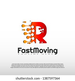 Fast Moving logo with initial R letter concept. Movement sign. Technology business and digital icon -vector