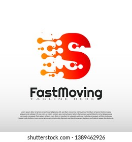 Fast Moving logo with initial S letter concept. Movement sign. Technology business and digital icon -vector
