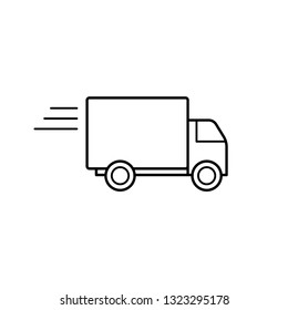 
Fast Moving Shipping Delivery Truck Line Art Vector Icon for Transportation Apps and Online Shop Websites.	