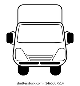 Fast moving shipping delivery truck front view icon vector on white background, truck front view trendy filled icons from Transport collection,truck front view vector design