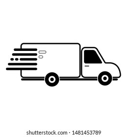 Fast moving shipping delivery truck line style art vector icon, Delivery Truck Icon on white background for transportation apps and websites - vector

